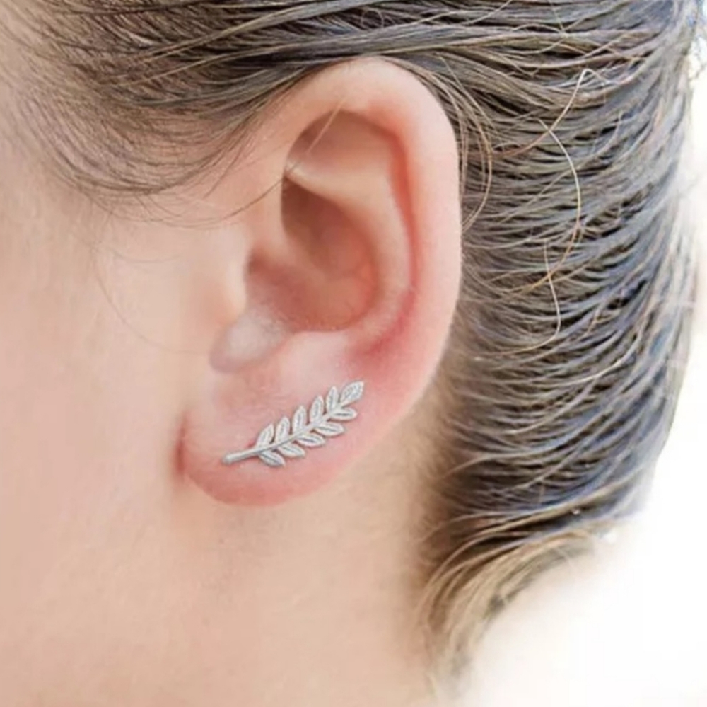 Silver Plated Leaf Earrings